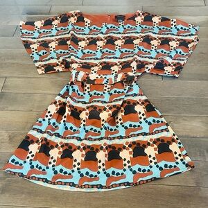 Like New Women’s Sz S Brown/Blue/Black/White BCBG Mazazria Tie Dress